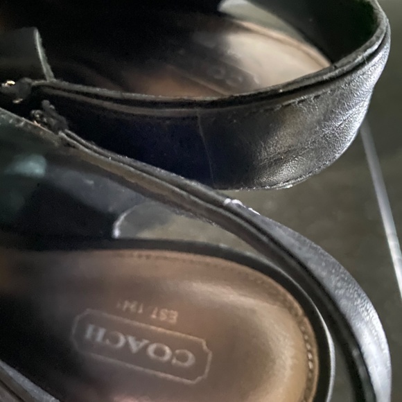 COACH SANDRA CALF BLACK LEATHER OPEN TOE STRAPPY HEELS PLATFORM Size 8 - Picture 8 of 15